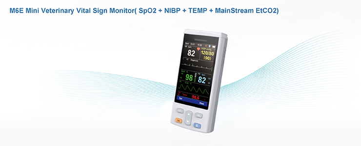 M6E Mini Veterinary Vital Sign Monitor (SpO2+NIBP+TEMP+MainStream EtCO2)