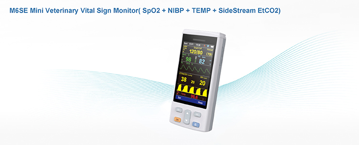 M6SE Mini Veterinary Vital Sign Monitor (SpO2+NIBP+TEMP+SideStream EtCO2)