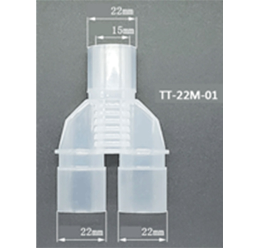 Y-type tee adapter from 15mm to 22mm plastic joint with corrugated tube